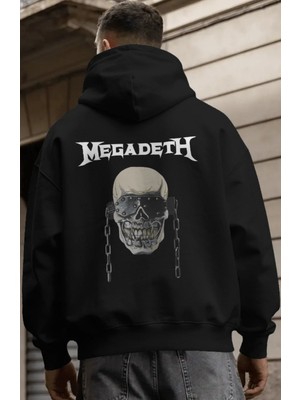 Sevbano Megadeth Rock Metal Müzik Grubu Sırt Baskılı Unisex Oversize Premium Hoodie