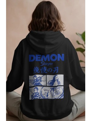 Sevbano Demon Slayer Kimetsu No Yaiba Sırt Baskılı Unisex Oversize Premium Hoodie