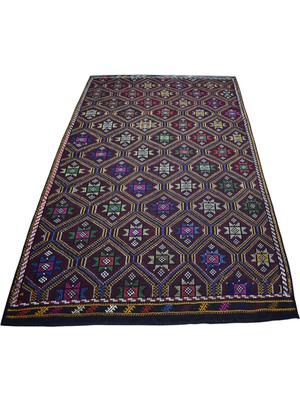 Kilim Antik El Dokuması Karapınar Yörük Yün Cecim Kilim 1603 - Yeni - Çok Renkli