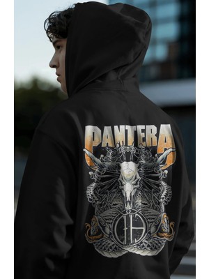 Sevbano Pantera Rock Metal Müzik Grubu Sırt Baskılı Unisex Oversize Premium Hoodie