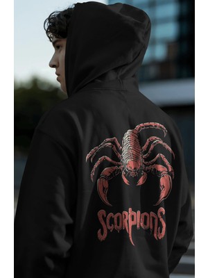 Sevbano Scorpions Rock Metal Müzik Grubu Sırt Baskılı Unisex Oversize Premium Hoodie