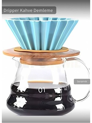 Empressco Turkuaz Renkli Ahşap Standlı Dripper, Kendin Yap Kahve Keyfi