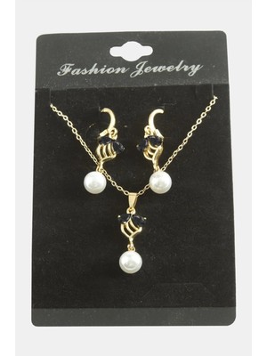 Uravas Store Çiçek Inci Zirkon Taşlı Set Kolye