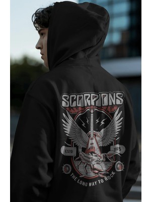 Sevbano Scorpions Rock Metal Müzik Grubu Sırt Baskılı Unisex Oversize Premium Hoodie
