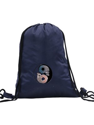 Hero Tasarım Hero tasarım Yin Yang Kuru Kafa  - Ipli Spor Sırt Çantası - Günlük - Okul 35*46CM One Size | INN1070