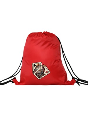 Hero Tasarım Hero tasarım Iskambil Kartı Kupa Kızı ve Sinek Papazı  - Ipli Spor Sırt Çantası - Günlük - Okul 35*46CM One Size | INN1056