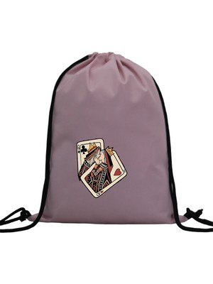 Hero Tasarım Hero tasarım Iskambil Kartı Kupa Kızı ve Sinek Papazı  - Ipli Spor Sırt Çantası - Günlük - Okul 35*46CM One Size | INN1056
