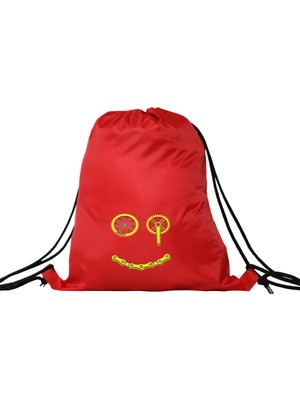 Hero Tasarım Hero tasarım Bisiklet Parçaları Gülen Yüz - Ipli Spor Sırt Çantası - Günlük - Okul 35*46CM One Size | INN1066