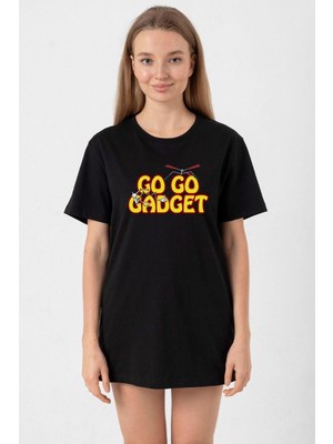 Inspector Gadget Go Go Gadget Siyah Kadın Oversize Tshirt