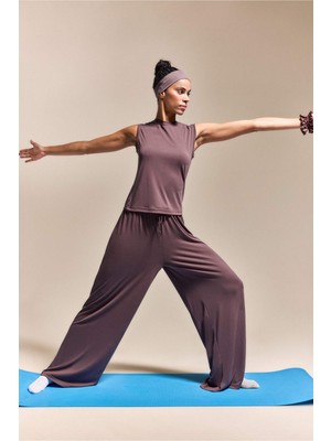 DeFacto Wide Leg Standart Paça Standart Boy Modal Sporcu Kahverengi Pantolon I0844AX26HS