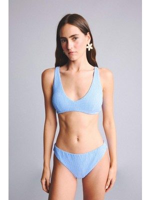 DeFacto Regular Fit Kırışık Dokulu Kumaş Mavi Bikini Alt G5349AX26SM