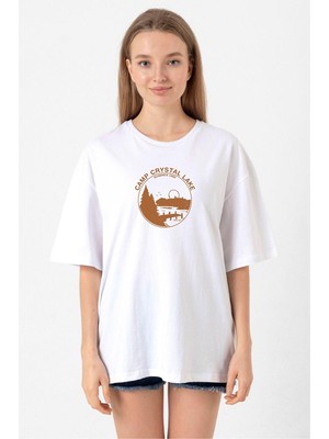 Friday The 13TH Camp Crystal Lake Beyaz Kadın Oversize Tshirt
