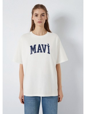 Mavi Mavi Logo Baskılı Ekru Tişört. 1600843-81964