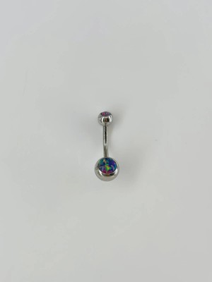 Belirtilmemiş Koyu Hologram Taş Detaylı Göbek Piercing - PG0051