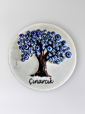 Mundy Çınarcık Polyester Kabartmalı Magnet Çap:6,5cm Dekoratif Hediyelik Buzdolabı Süsü (KOD:1394)