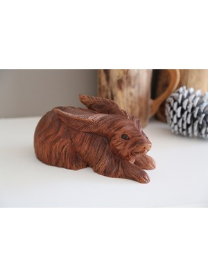 Miamantra Ahşap El Yapımı Tavşan (Büyük Boy 21 cm)