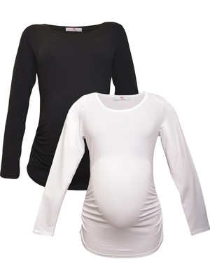 Luvmabelly Myra2301_2308 Hamile Sweatshirt Seti Kadın Uzun Kollu Düz Renk İki Parça