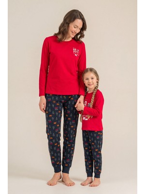Rolypoly Be Happy Everyday Anne Kız Kırmızı Uzun Kol Pijama Takım RP3932-A-V1 RP3932-A-V1