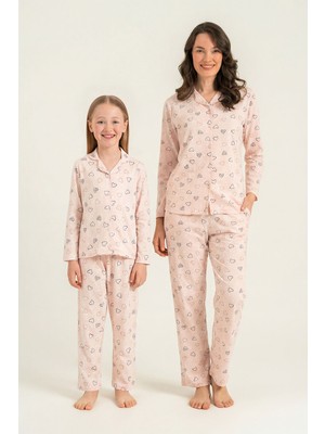 Rolypoly Anne Kız Hearts Pembe Gömlek Pijama Takımı RP3903-A-V1 RP3903-A-V1