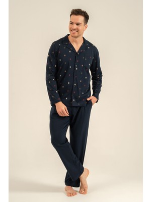 Arnetta Erkek Desenli Lacivert Gömlek Pijama Takımı AR3854-S-V1 AR3854-S-V1
