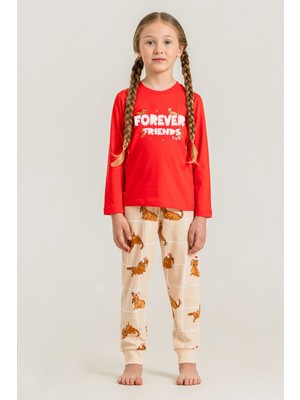 Rolypoly Kız Çocuk Forever Friends Kırmızı Uzun Kol Pijama Takım RP3907-C-V1 RP3907-C-V1