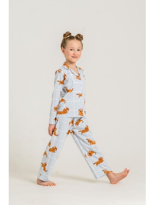 Rolypoly Kız Çocuk Cute Puppy Mavi Gömlek Pijama Takımı RP3908-C-V2 RP3908-C-V2