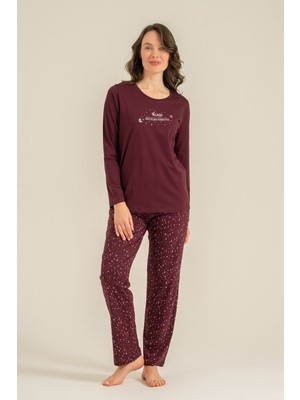 Arnetta Kadın Just Close Your Eyes Mor Uzun Kol Pijama Takım AR3774-S-V1 AR3774-S-V1