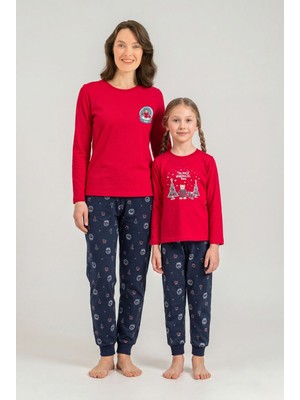 Rolypoly The Most Wonderful Time Anne Kız Kırmızı Uzun Kol Pijama Takım RP3936-A-V1 RP3936-A-V1