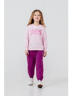 U.s. Polo Assn. Kız Çocuk Baskılı Pembe Uzun Kol Eşofman Takımı US2706-C-V1 US2706-C-V1