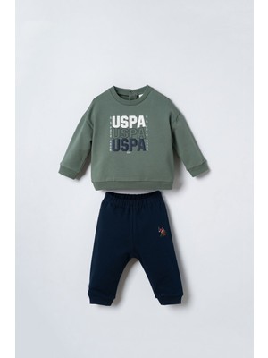 U.s. Polo Assn. Erkek Bebek Baskılı Yeşil Uzun Kol Pijama Takım USB3180-C-V2 USB3180-C-V2