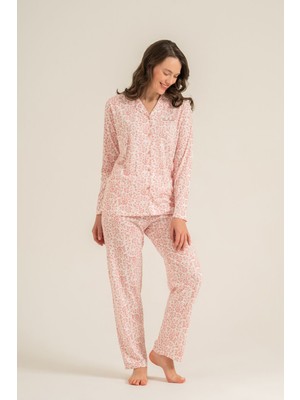 Pierre Cardin Kadın Flowers Pembe Gömlek Pijama Takımı PC9271-S-V2 PC9271-S-V2