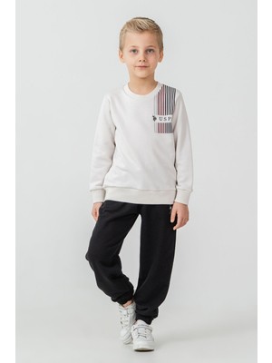 U.s. Polo Assn. Erkek Çocuk Baskılı Beyaz Uzun Kol Eşofman Takımı US2613-C-V2 US2613-C-V2