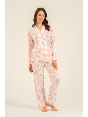 Arnetta Kadın Roses Krem Gömlek Pijama Takımı AR3745-S-V1 AR3745-S-V1