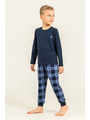 U.s. Polo Assn. Erkek Çocuk Pijama Takımı Baskılı Lacivert Uzun Kol Pijama Takımı US2647-C-V1 US2647-C-V1
