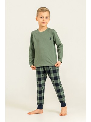 U.s. Polo Assn. Erkek Çocuk Pijama Takımı Baskılı Yeşil Uzun Kol Pijama Takımı US2647-C-V2 US2647-C-V2