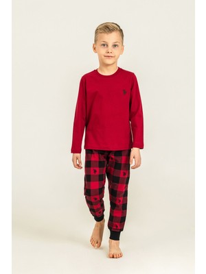U.s. Polo Assn. Erkek Çocuk Pijama Takımı Baskılı Kırmızı Uzun Kol Pijama Takımı US2647-C-V3 US2647-C-V3