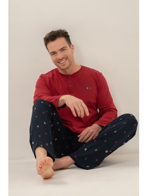 Arnetta Erkek Just Breathe Bordo Uzun Kol Pijama Takım AR3853-S-V2 AR3853-S-V2
