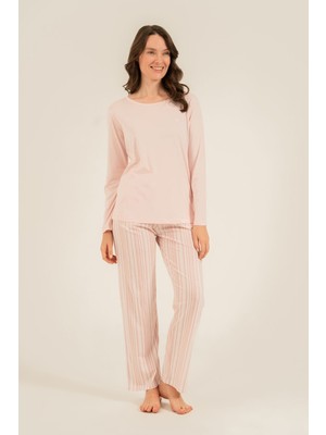 Arnetta Kadın Pembe Uzun Kol Pijama Takım AR3753-S-V1 AR3753-S-V1