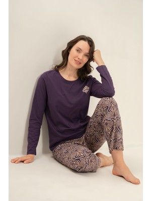 Arnetta Kadın Everyday Is A Fresh Start Mor Uzun Kol Pijama Takım AR3769-S-V1 AR3769-S-V1