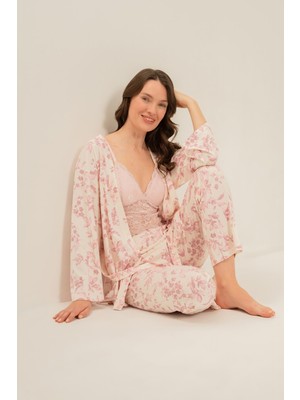 Arnetta Kadın Roses Krem Braletli Pijama Takımı AR3746-S-V1 AR3746-S-V1