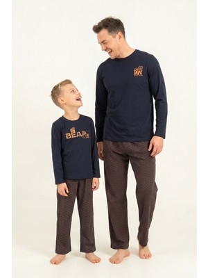 Arnetta Baba Oğul Bear Club Lacivert Uzun Kol Pijama Takım AR3824-A-V1 AR3824-A-V1