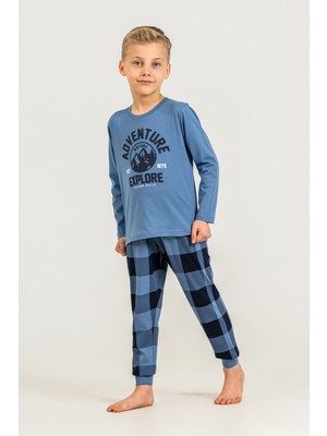 Rolypoly Erkek Çocuk Nature Calls Mavi Uzun Kol Pijama Takım RP3873-C-V2 RP3873-C-V2