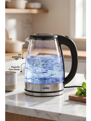 Sinbo Sk 8046 1,8 L Cam Kettle LED Aydınlatmalı Kablosuz Su Isıtıcı