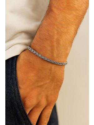 Sinerjim Lufigo Angelus Model 3Mm Kalın Kararmaz Unisex Bileklik Gümüş Kaplama – 357