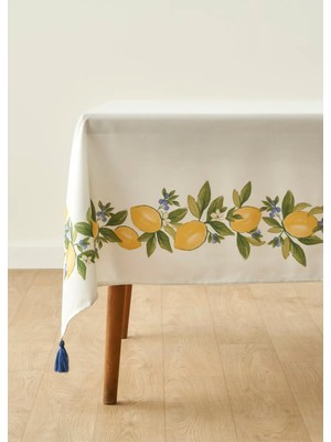 Bella Maison Lemoncello Pamuklu Masa Örtüsü Sarı Renkli Dikdörtgen Desenli %90 Pamuk 150 x 250 cm