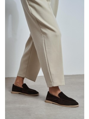 Nişantaşı Shoes Nada Bitter Kahve Hakiki Deri Düz Taban Kadın Loafer
