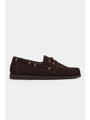 Nişantaşı Shoes Maura Bitter Kahve Süet Bağcık Detay Kadın Loafer Ayakkabı