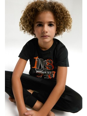 U.s. Polo Assn. US2029 Siyah Pamuklu Erkek Çocuk Kısa Kollu Pijama Takımı