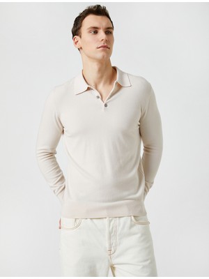 Koton Basic Polo Kazak Düğmeli Uzun Kollu