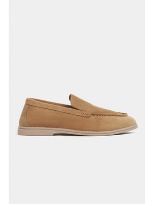 Nişantaşı Shoes Nada Açık Taba Hakiki Süet Düz Taban Kadın Loafer